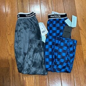 Hurley Kids Blue Checkerboard & Gray Tie-Dye Leggings - 2-Pack
